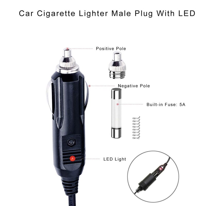 SPARKING DC 5.5 x 2.1mm Car Charger Power Supply Cord - 12v -24v 4FT Cigarette Lighter Male Plug to DC Connector 5.5 x 2.1mm Cable - Image 3